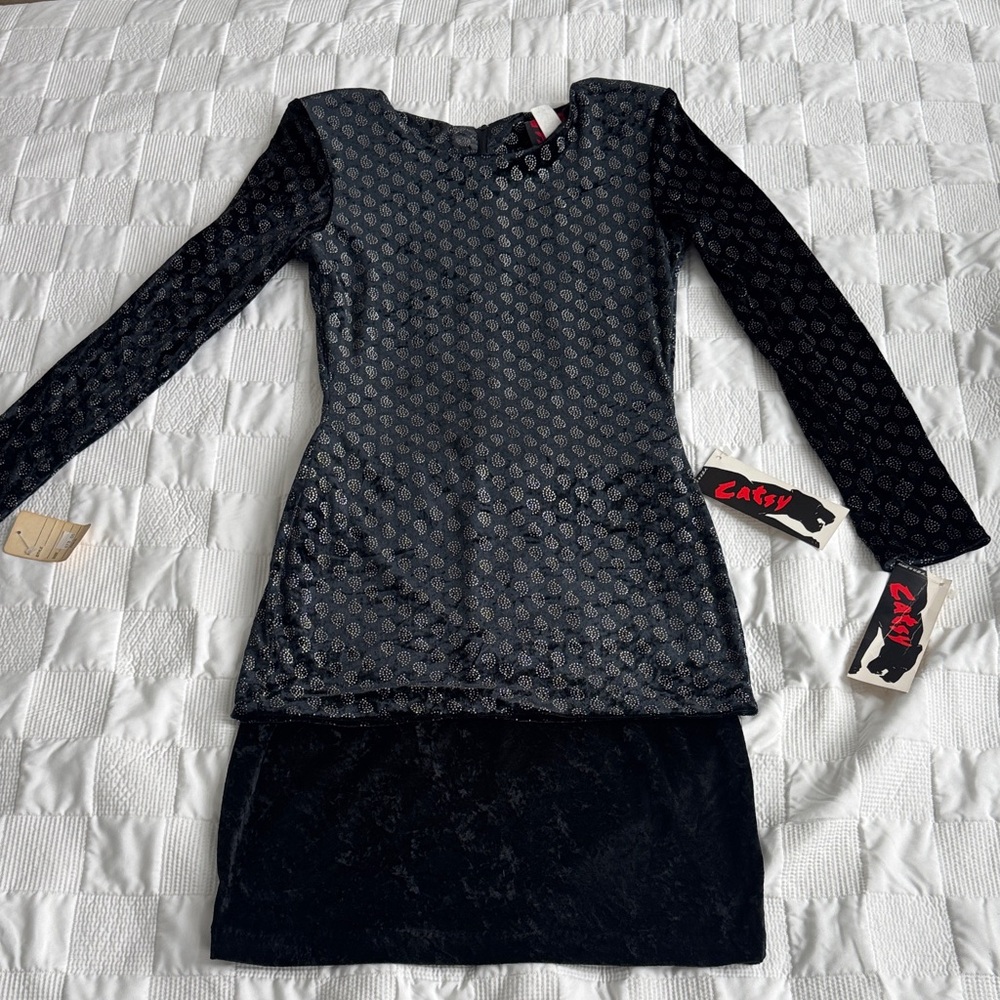 Chic Black Patterned Long Sleeve Dress